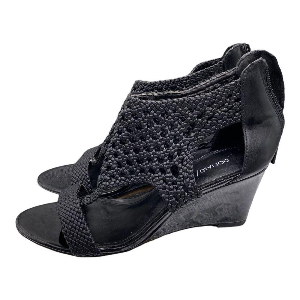 Donald Pliner Sandal Black Leather Wedge Women’s Size 8
